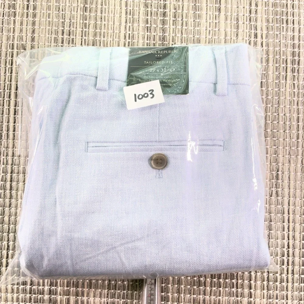 Banana Republic Mens Blue Linen Cotton Tailored Fit Pants 29x32 531915-00-1 NWT